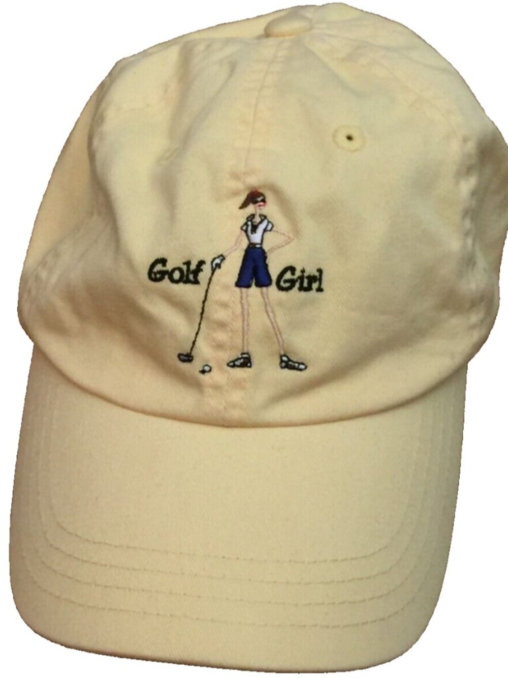THE GIRLS GOLF GIRL YELLOW 100% COTTON ADJUSTABLE STRAPBACK CAP HAT WOMENS